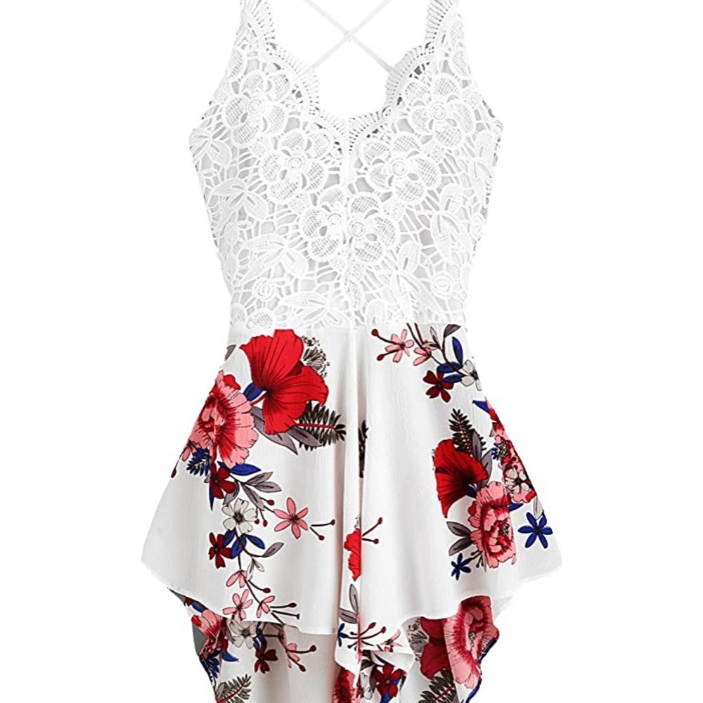 Women’s Boho Crochet V Neck Halter Backless Romper